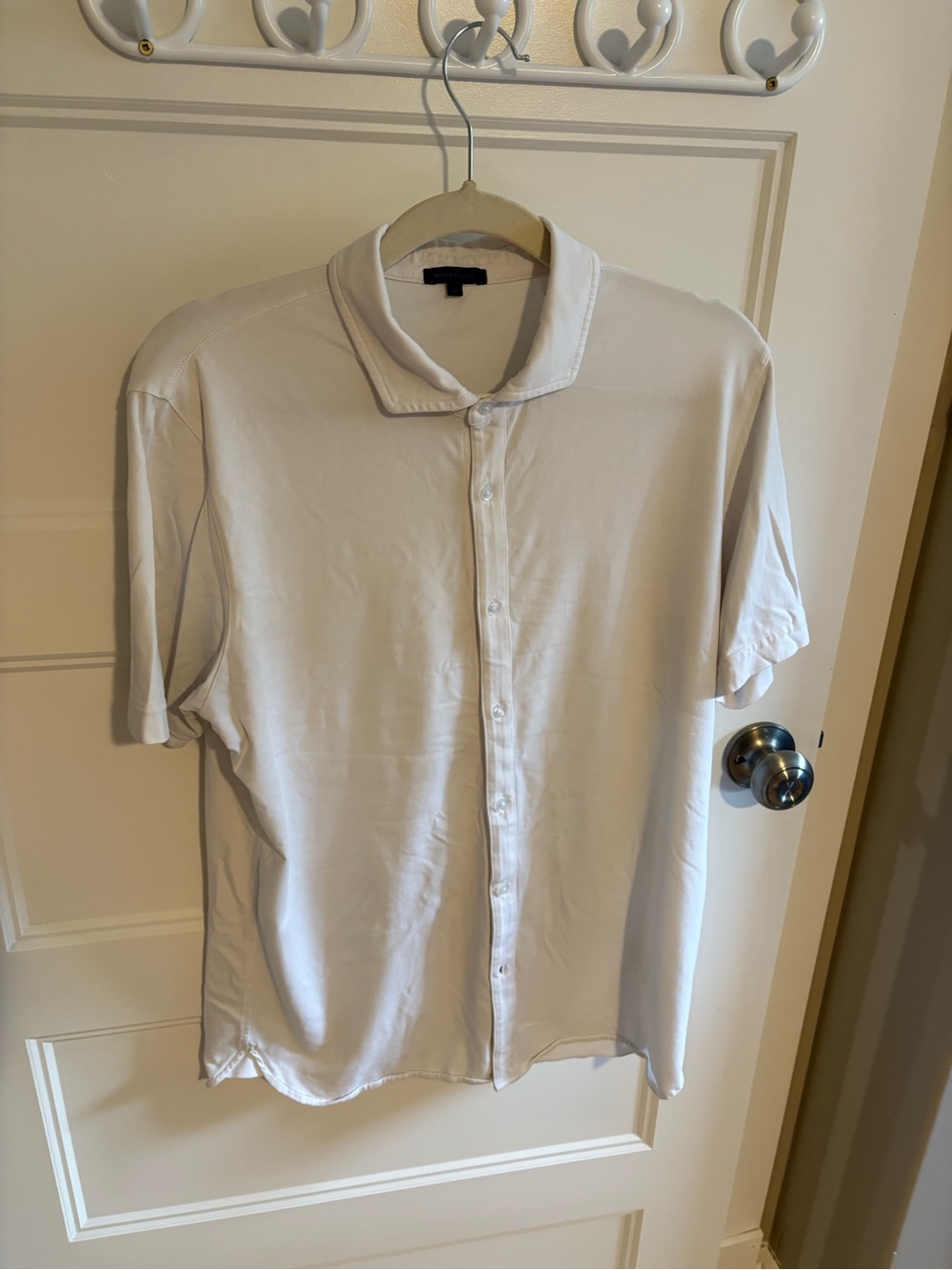 Patrick Assaraf White Short-Sleeve Button-Up Shirt